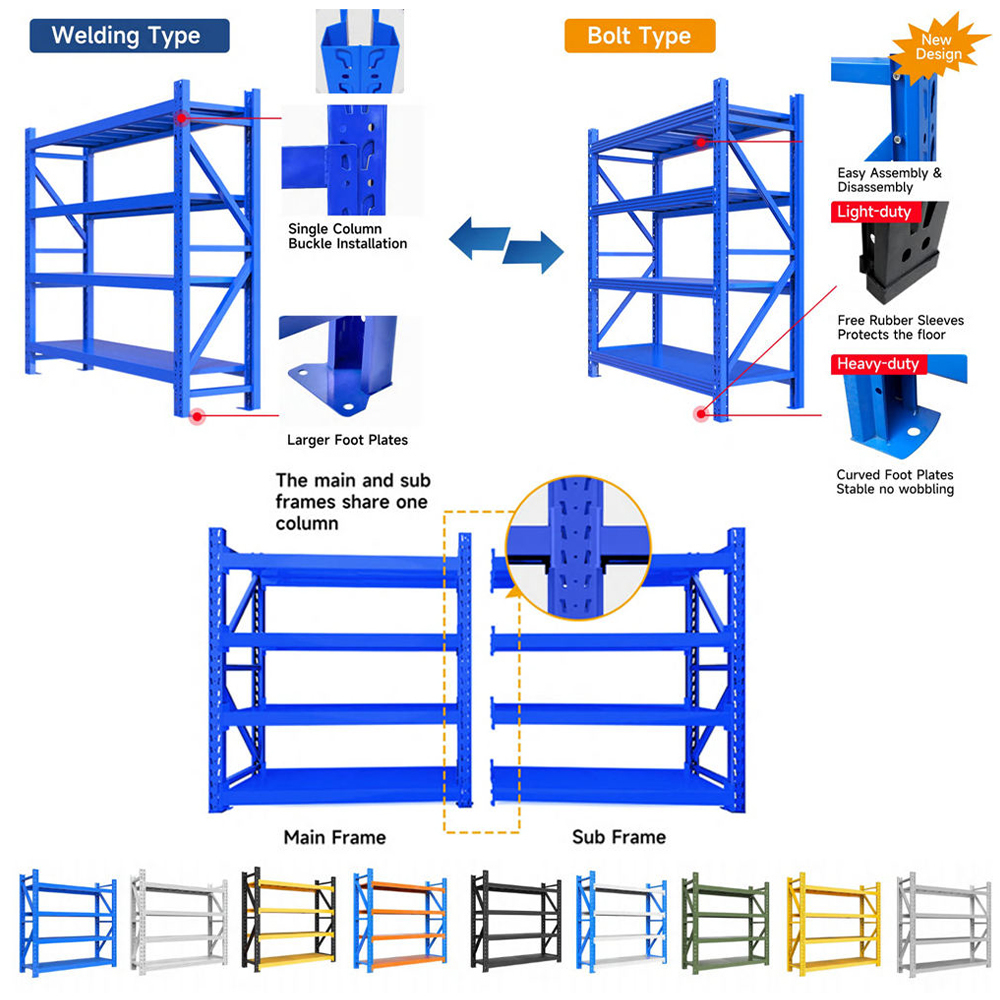 Prateleira de armazenamento sem parafusos de aço resistente de 800kg/Layer Prateleira de armazenamento sem parafusos de aço resistente de 800kg/Layer