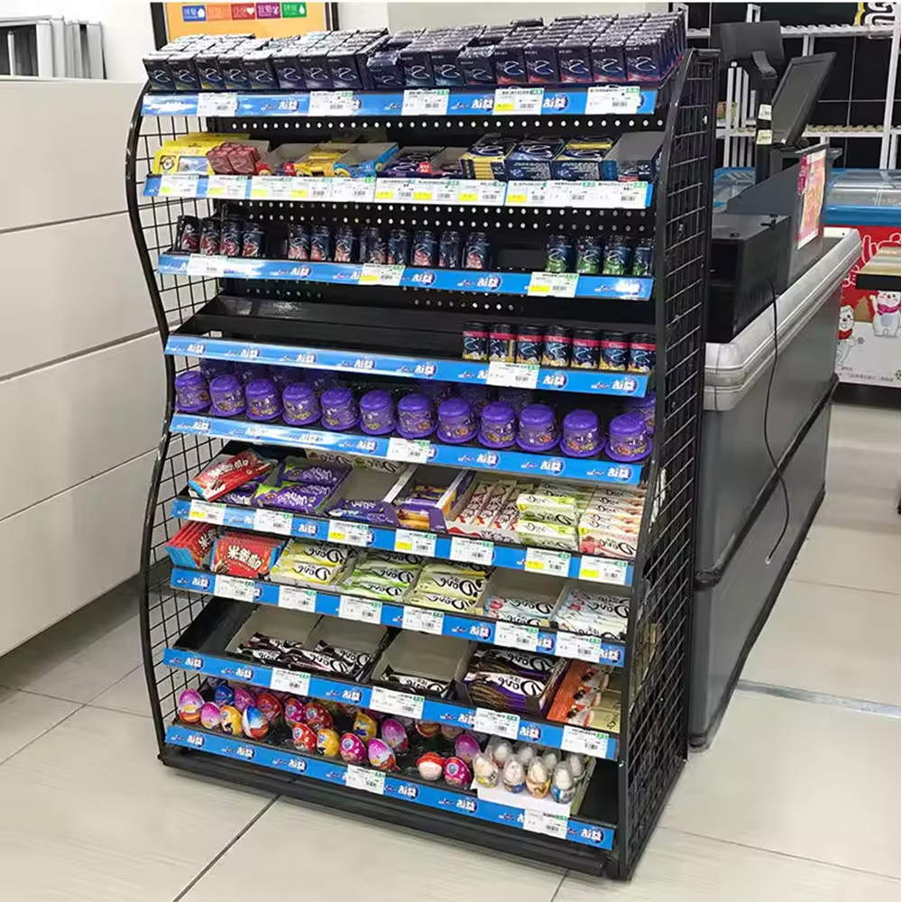Prateleiras de exposição de produtos de vários níveis para supermercados Prateleiras de exposição de produtos de vários níveis para supermercados