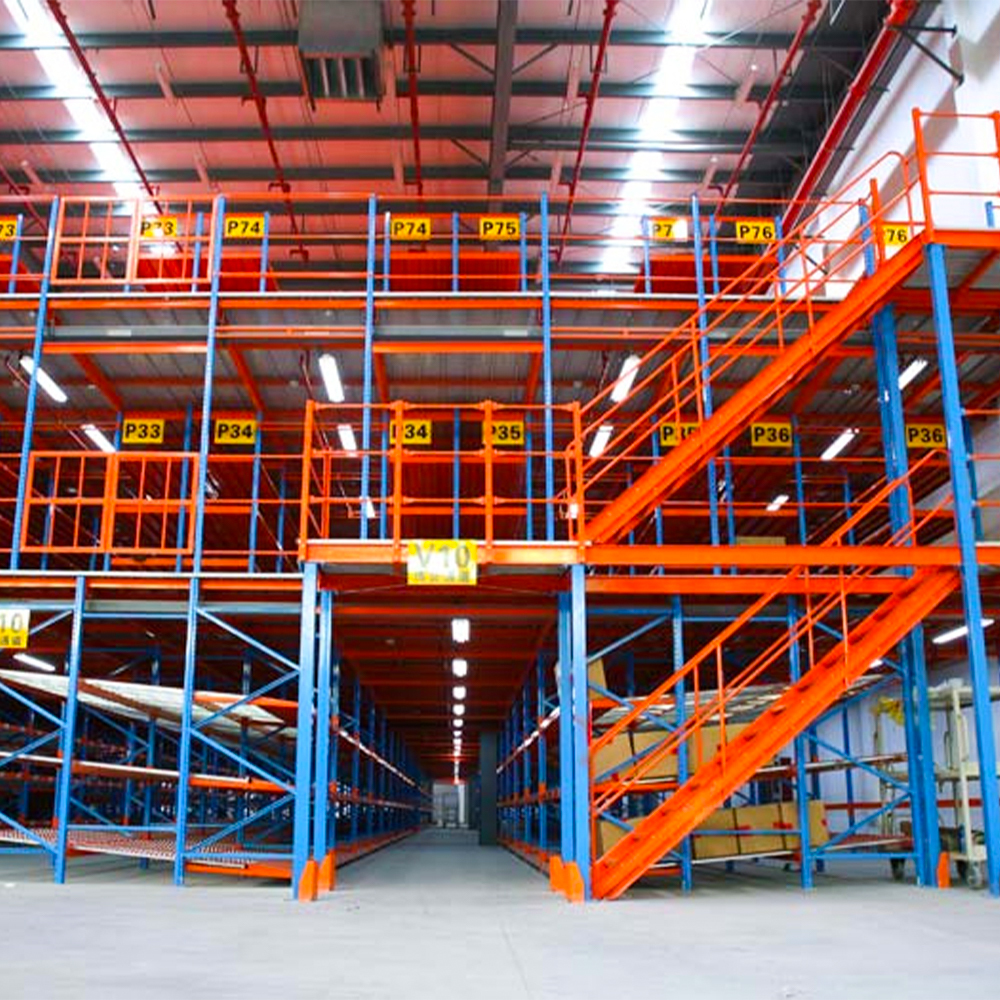Sistema de estantes de mezanino industrial para armazém Sistema de estantes de mezanino industrial para armazém